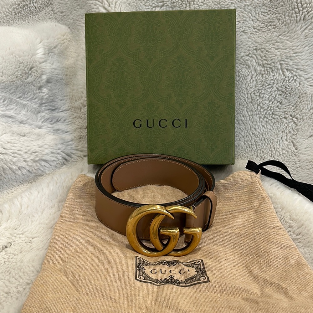 Authentic Gucci Belt Tan with Gold Buckle